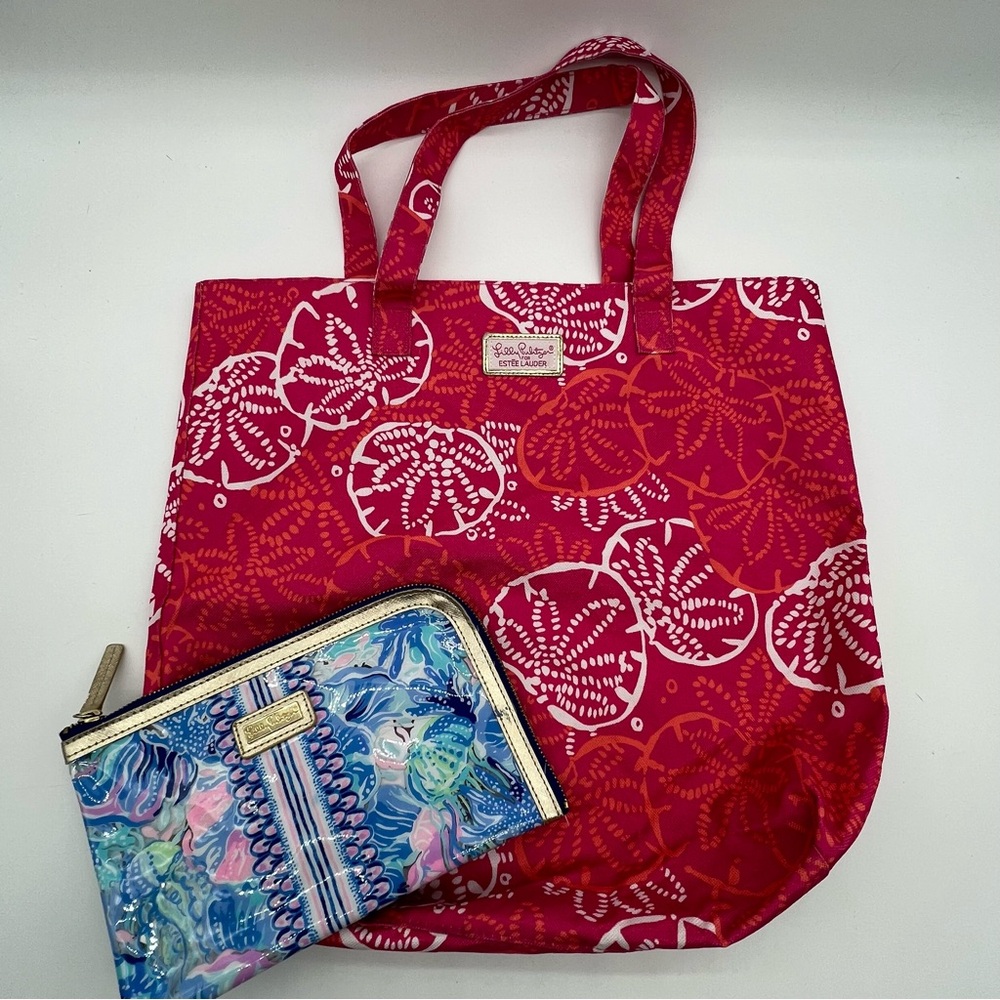 Lilly Pulitzer Cosmetic Pouch and Cotton Tote Bundle | Great Condition